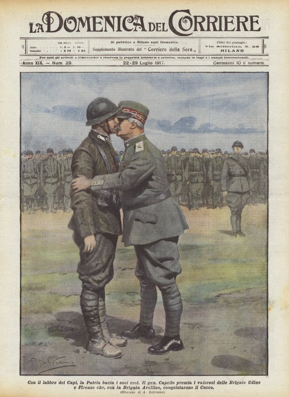 Con los labios de los Jefes, la Patria besa a sus héroes de Achille Beltrame