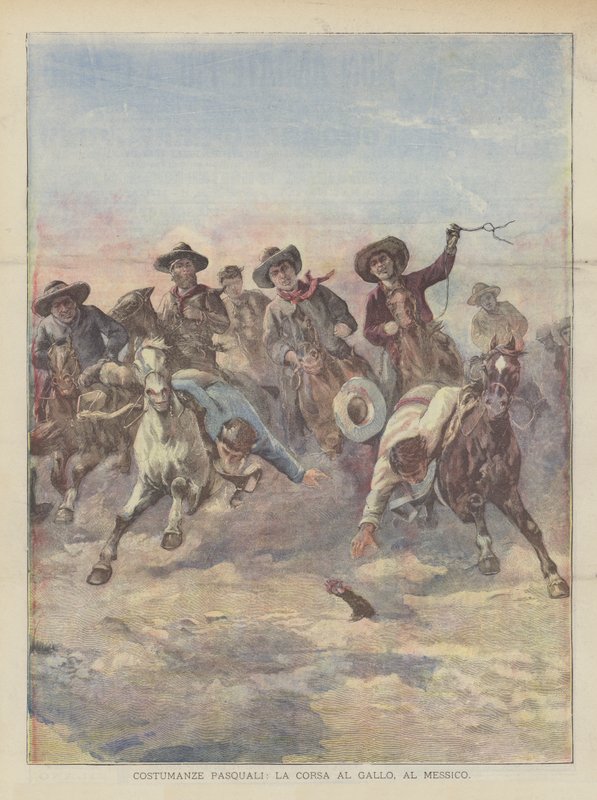 Costumbres pascuales, la carrera al gallo en México de Achille Beltrame