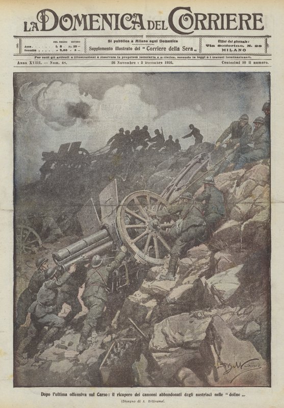 Después de la última ofensiva en el Carso, la recuperación de los cañones abandonados por los austriacos en las dolinas de Achille Beltrame