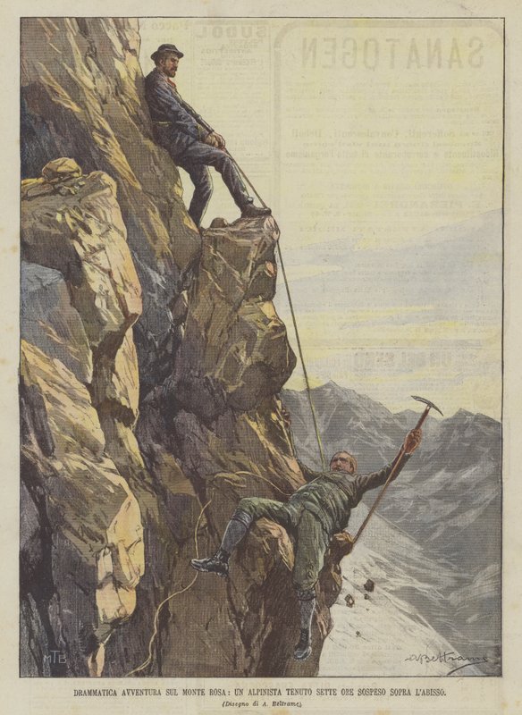 Dramática aventura en el Monte Rosa, un alpinista suspendido siete horas sobre el abismo de Achille Beltrame