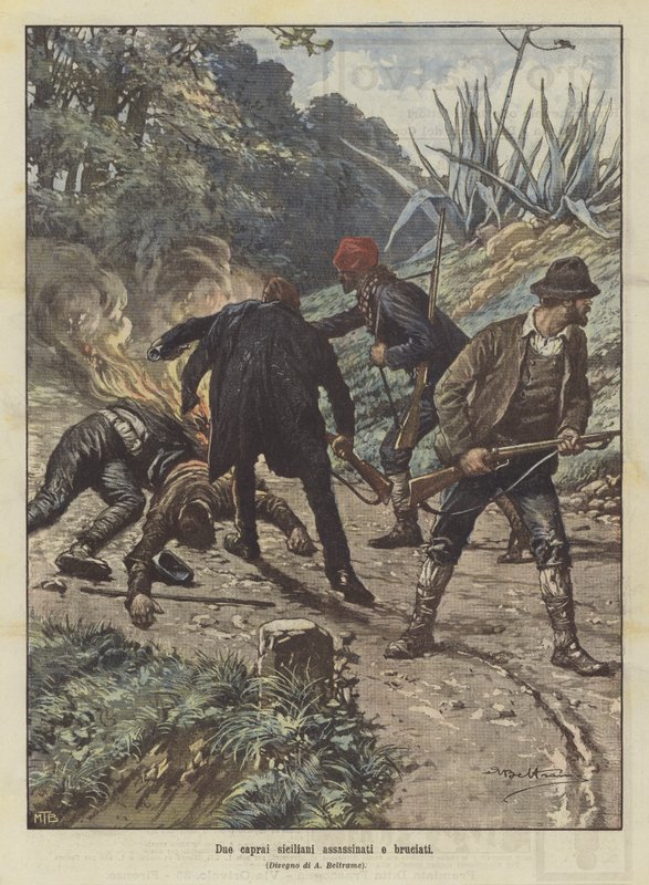 Dos cabreros sicilianos asesinados y quemados de Achille Beltrame