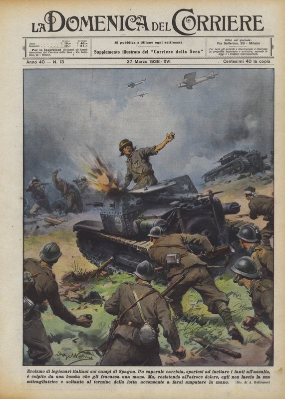Heroísmo de legionarios italianos en los campos de España de Achille Beltrame