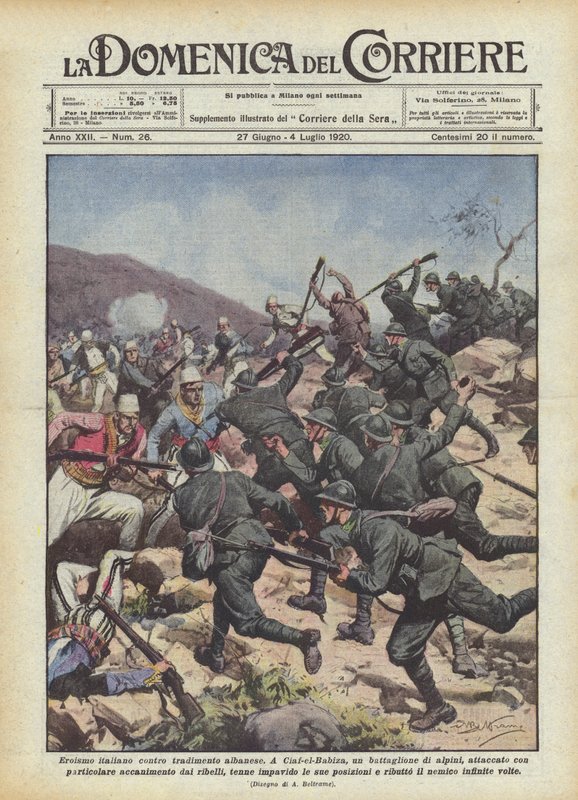 Heroísmo italiano contra traición albanesa de Achille Beltrame