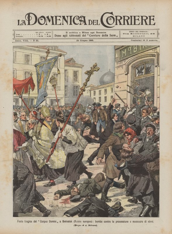 Fiesta trágica del Corpus Christi en Bielostok (Rusia europea), bombas contra la procesión y masacre de judíos de Achille Beltrame