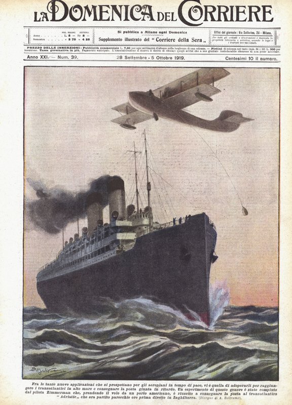 Entre las muchas nuevas aplicaciones que se vislumbran para los aviones en tiempos de paz de Achille Beltrame