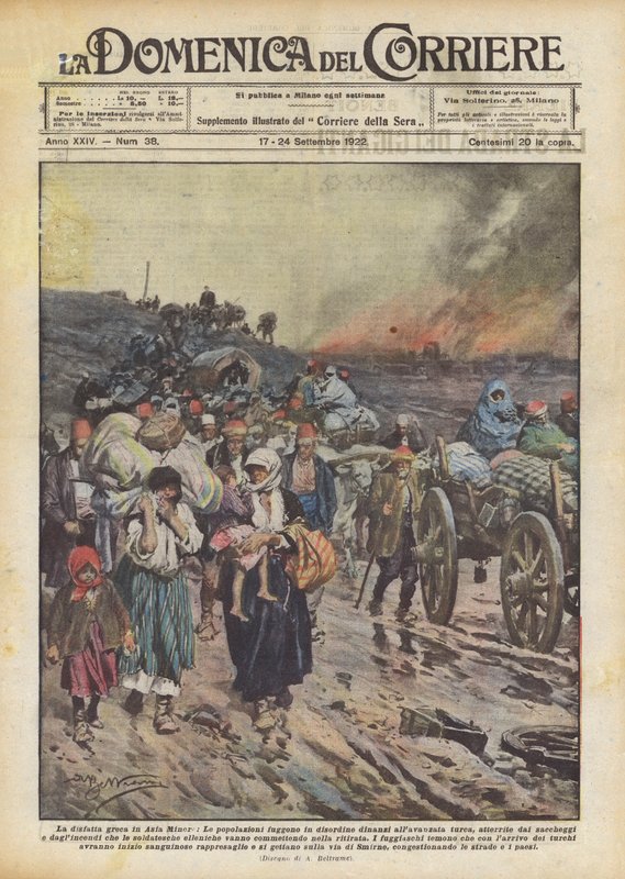 Griegos huyendo de Esmirna, Guerra Greco-Turca (1919-22) 1922 de Achille Beltrame