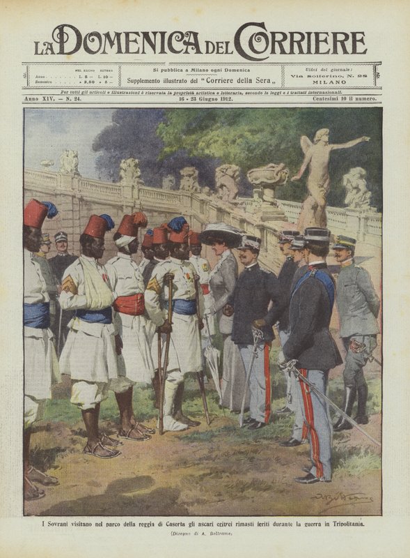 Los Soberanos visitan en el parque del palacio de Caserta a los askaris eritreos heridos durante de Achille Beltrame