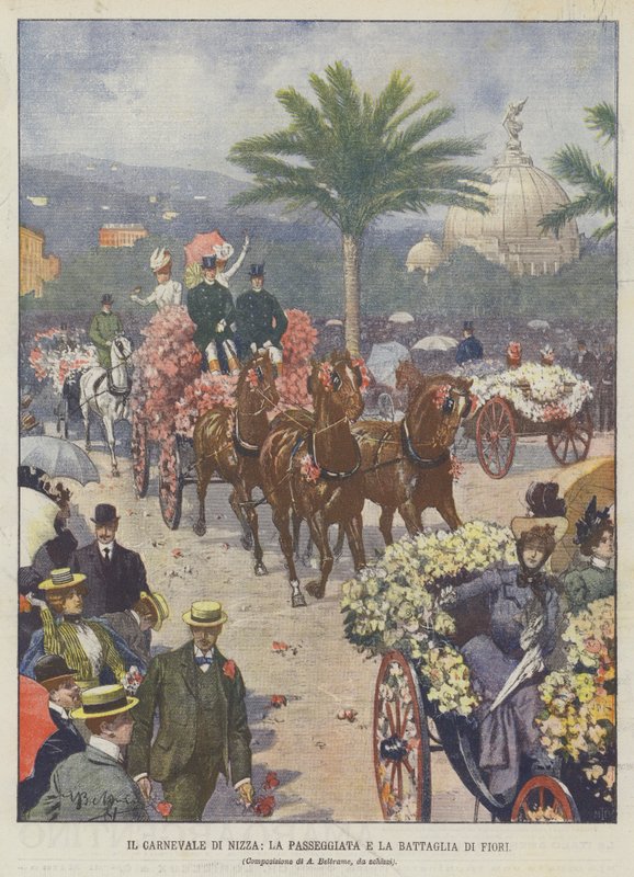 El Carnaval de Niza, el paseo y la batalla de flores de Achille Beltrame