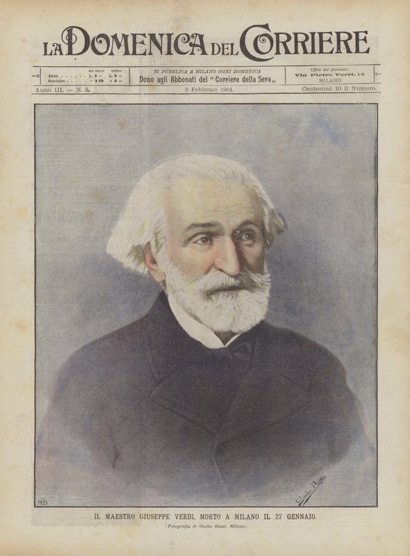 El maestro Giuseppe Verdi, muerto en Milán el 27 de enero de Achille Beltrame