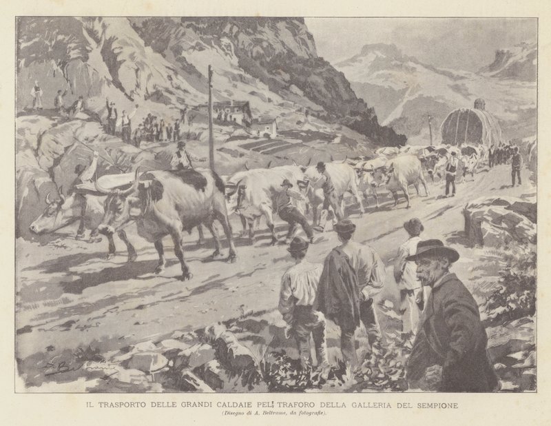 El Transporte de las Grandes Calderas para el Túnel del Sempione de Achille Beltrame