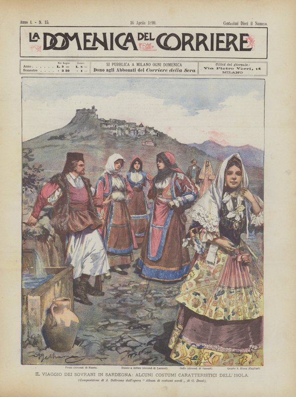 El viaje de los soberanos a Cerdeña, algunos trajes característicos de la isla de Achille Beltrame