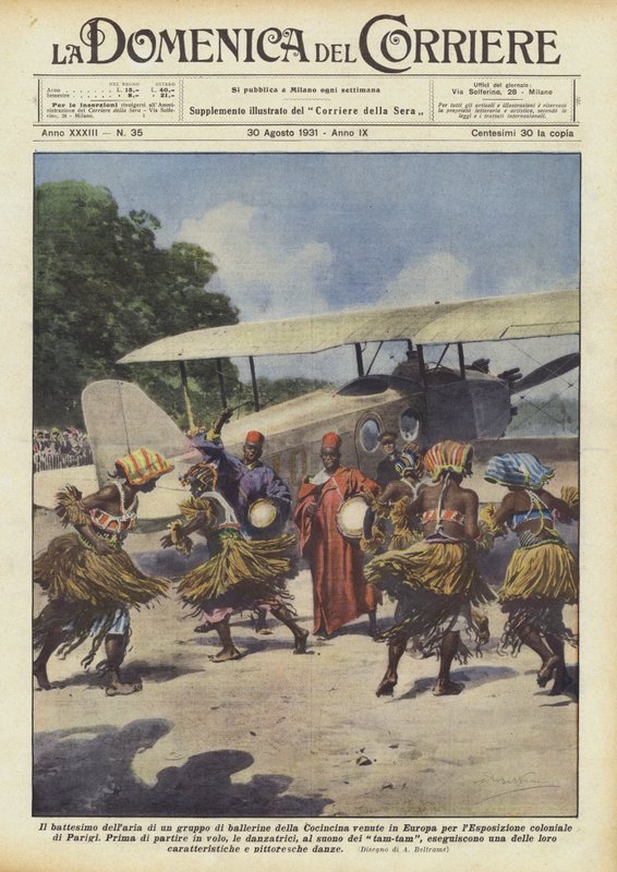 El bautismo del aire de un grupo de bailarinas de Cochinchina que vinieron a Europa de Achille Beltrame