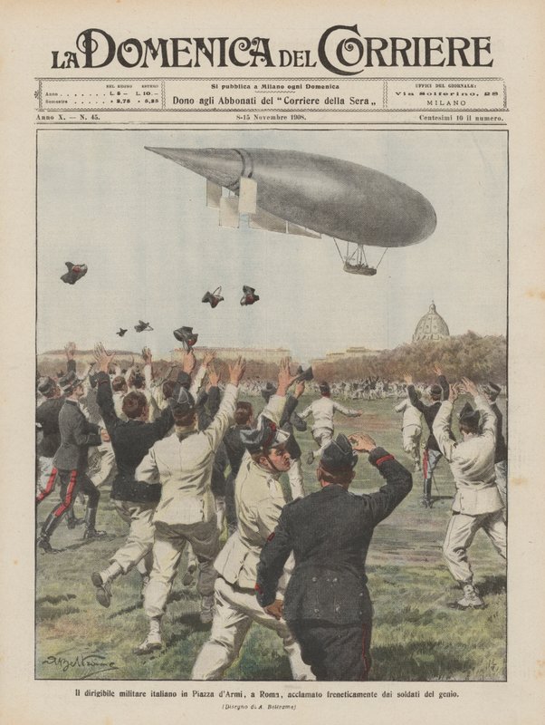 El dirigible militar italiano en Piazza d