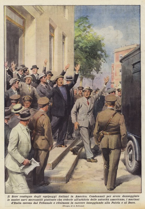 La orgullosa actitud de las tripulaciones italianas en América de Achille Beltrame