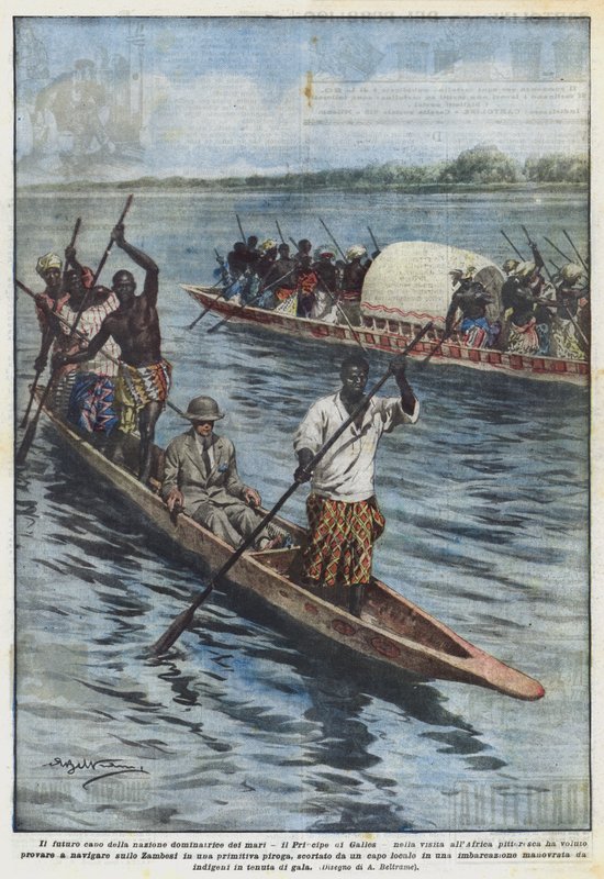 El futuro jefe de la nación dominadora de los mares, el Príncipe de Gales, en la visita a África de Achille Beltrame