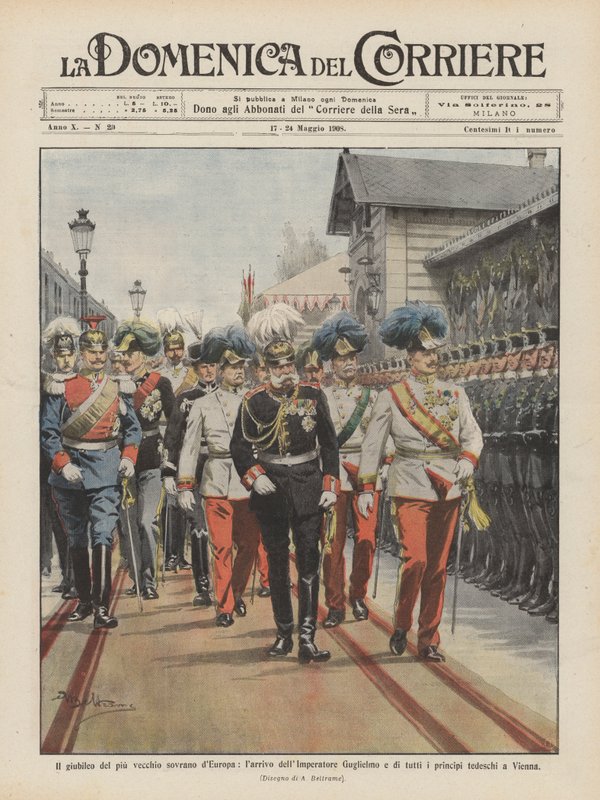 El jubileo del más viejo soberano de Europa, la llegada del Emperador Guillermo y de todos de Achille Beltrame