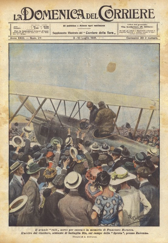 El gran raid aéreo para honrar la memoria de Francesco Baracca de Achille Beltrame
