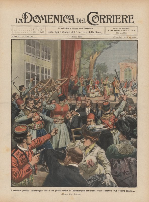 El momento político, montenegrinos que en un pequeño teatro de Constantinopla protestan contra de Achille Beltrame