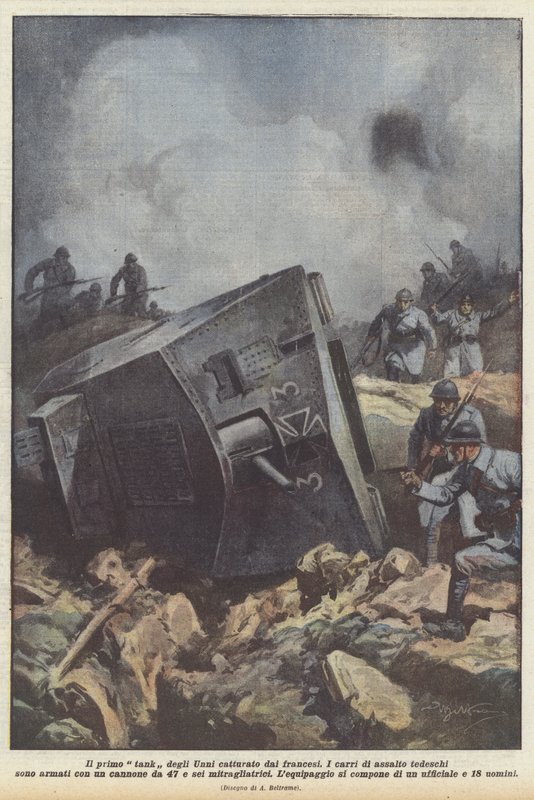 El primer tanque de los hunos capturado por los franceses de Achille Beltrame