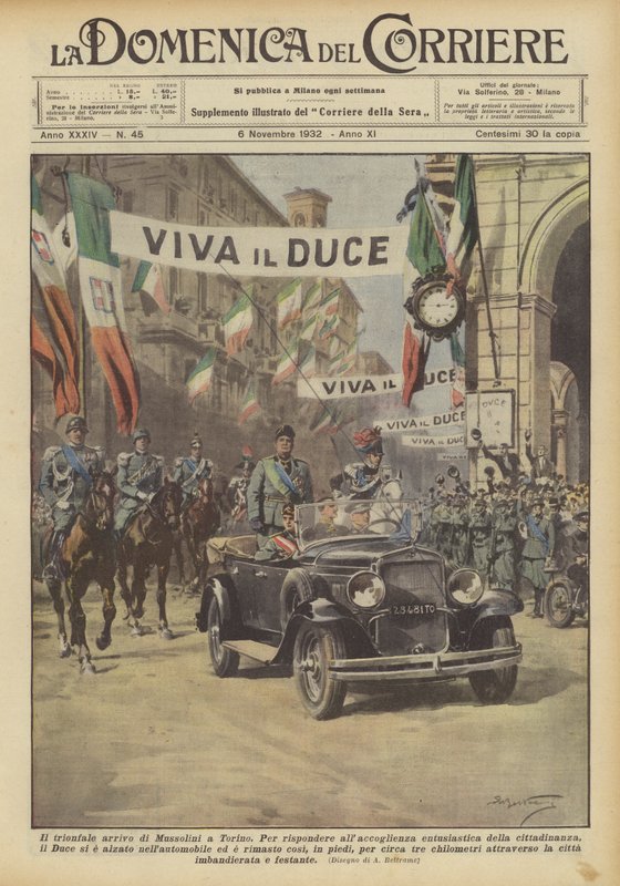 La triunfal llegada de Mussolini a Turín de Achille Beltrame