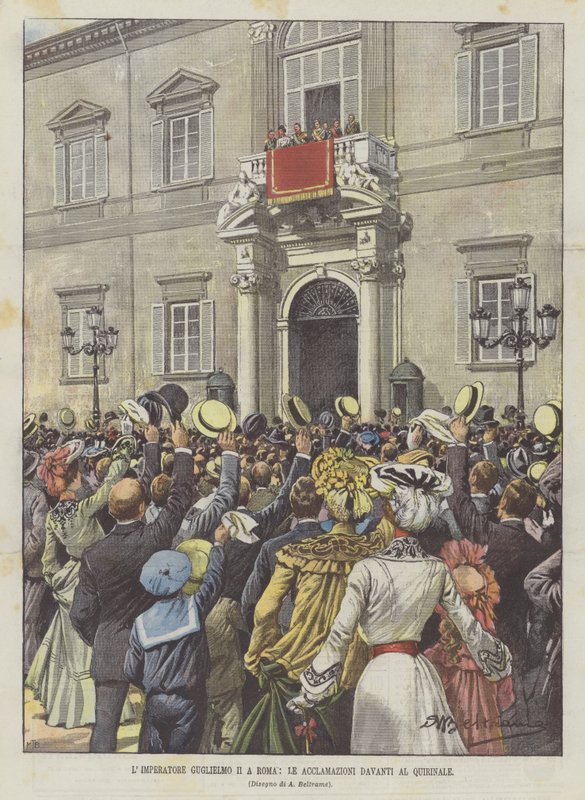 El emperador Guillermo II en Roma, las aclamaciones frente al Quirinal de Achille Beltrame