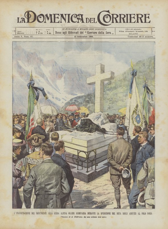 La inauguración del monumento a la guía alpina Ollier desaparecida durante la expedición del duque de Achille Beltrame
