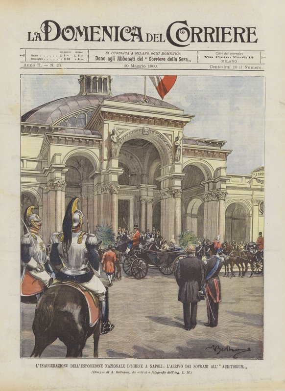 La inauguración de la Exposición Nacional de Higiene en Nápoles, la llegada de los soberanos al auditorio de Achille Beltrame