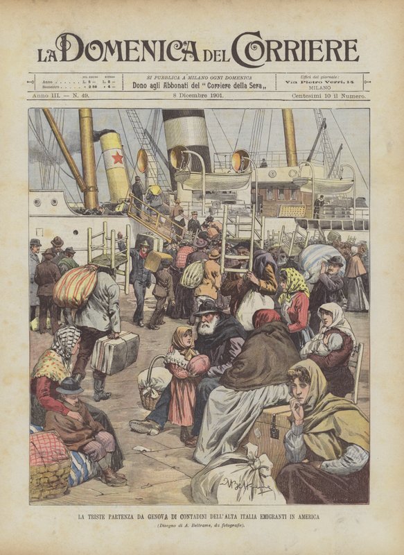 La Triste Partida de Génova de Campesinos del Norte de Italia Emigrantes a América de Achille Beltrame