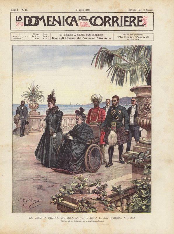 La Vieja Reina Victoria de Inglaterra en la Riviera, en Niza de Achille Beltrame
