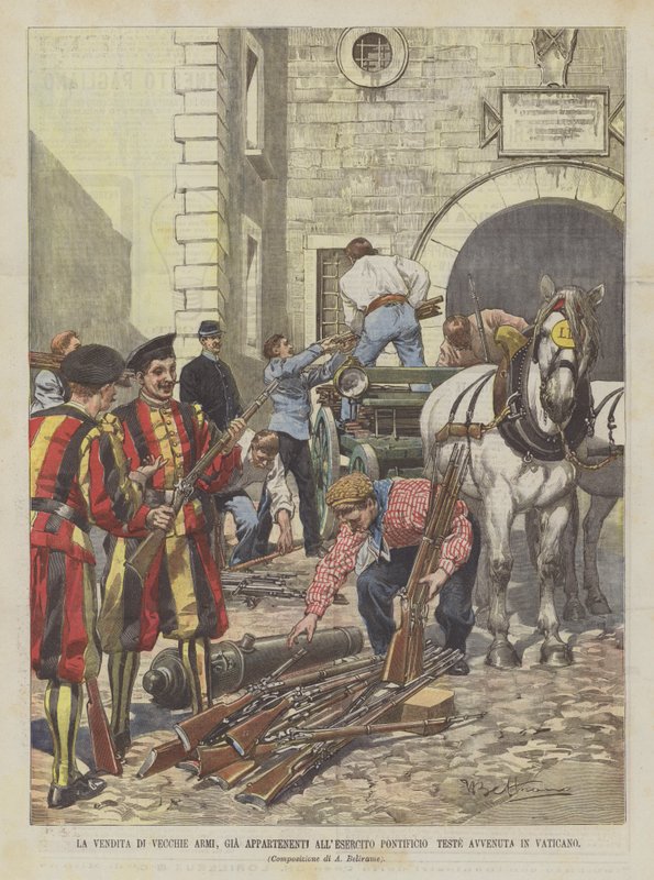 La venta de armas antiguas, que pertenecieron al ejército pontificio, recientemente ocurrida en el Vaticano de Achille Beltrame