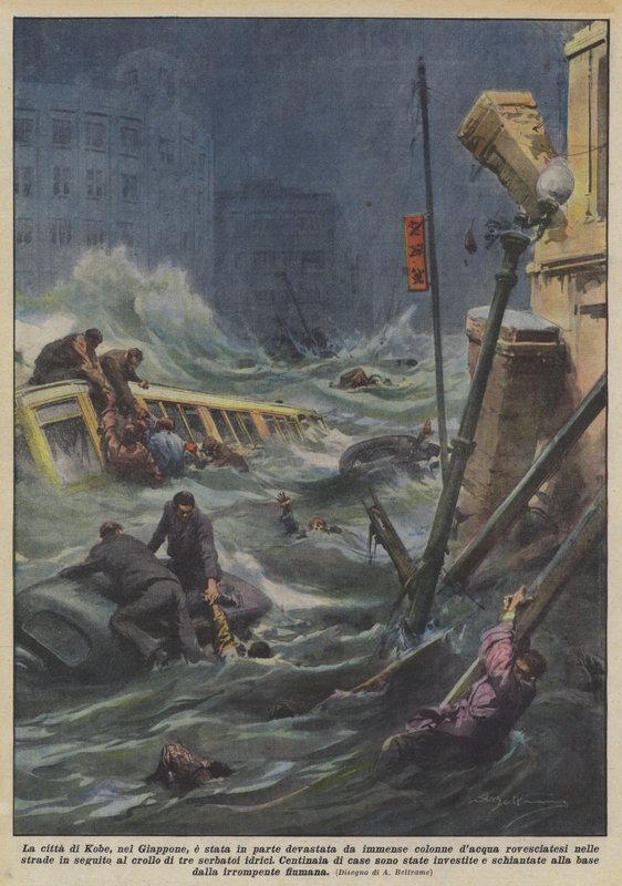 La ciudad de Kobe, en Japón, ha sido en parte devastada por inmensas columnas de agua que se volcaron de Achille Beltrame