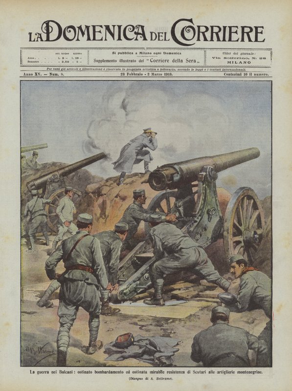 La guerra en los Balcanes, bombardeo obstinado y admirable resistencia de Scutari de Achille Beltrame
