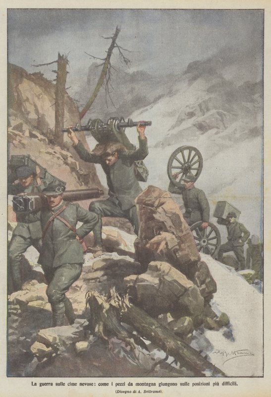 La guerra en las cumbres nevadas, cómo las piezas de montaña llegan a las posiciones más difíciles de Achille Beltrame