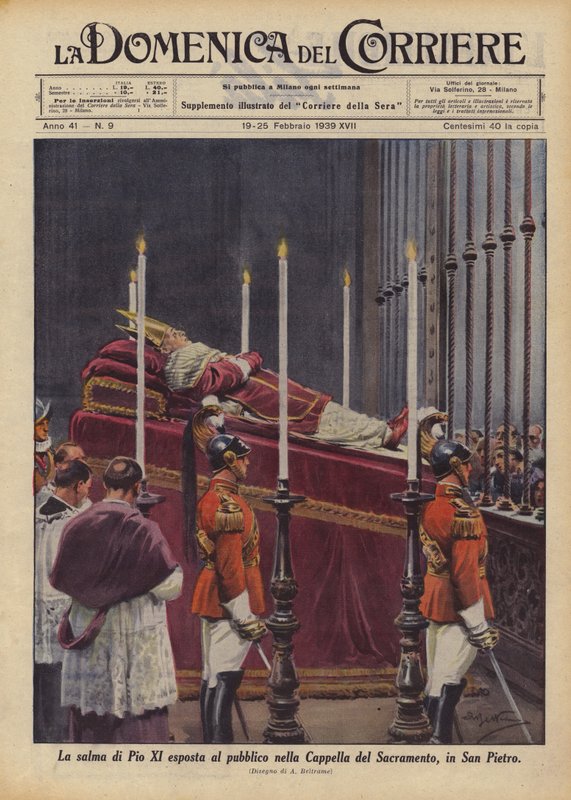 El cuerpo de Pío XI expuesto al público en la Capilla del Sacramento, en San Pedro de Achille Beltrame