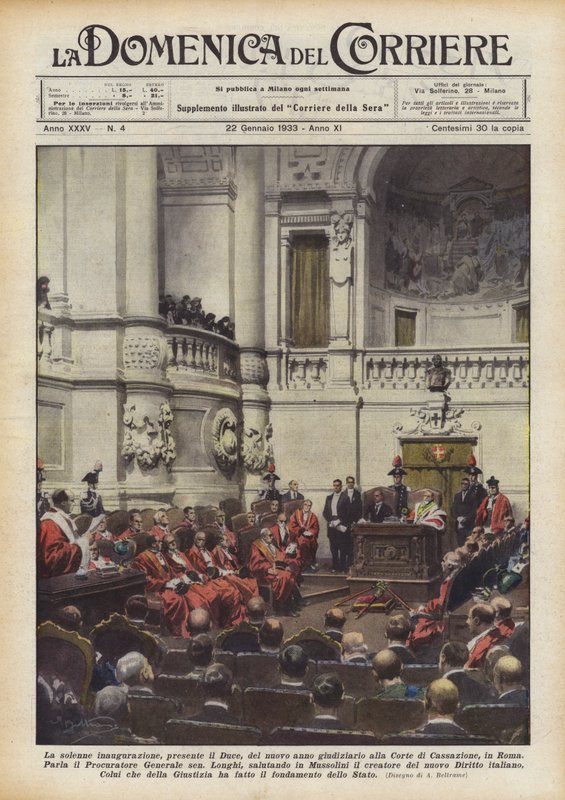 La solemne inauguración, con la presencia del Duce, del nuevo año judicial en la Corte de Casación, en Roma de Achille Beltrame