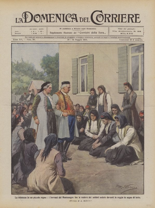 La tristeza en un pequeño reino, los Soberanos de Montenegro entre las viudas de los soldados de Achille Beltrame