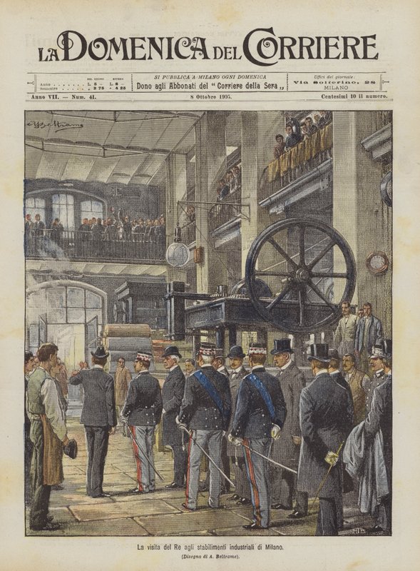 La visita del Rey a los establecimientos industriales de Milán de Achille Beltrame