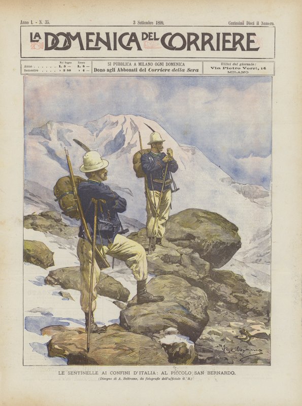 Las centinelas en las fronteras de Italia, en el Pequeño San Bernardo de Achille Beltrame