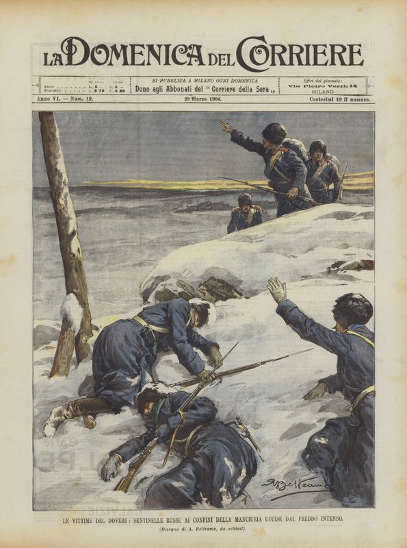 Las víctimas del deber, centinelas rusas en los confines de Manchuria muertas por el intenso frío de Achille Beltrame