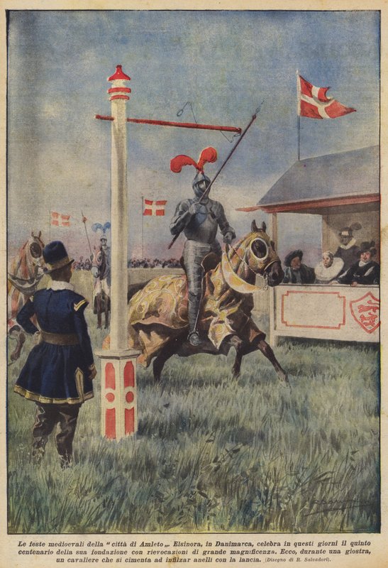 Las fiestas medievales de la ciudad de Hamlet de Achille Beltrame