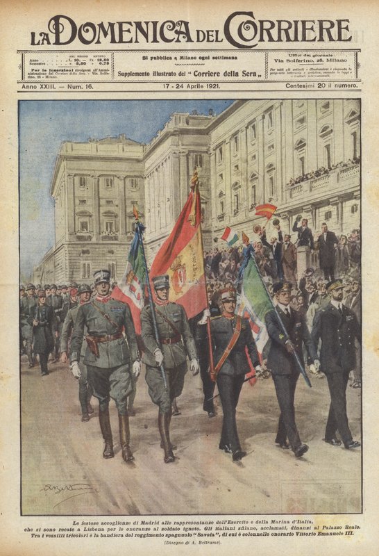 Las festivas acogidas de Madrid a las representaciones del Ejército y la Marina de Italia de Achille Beltrame