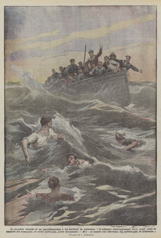 Las inauditas vicisitudes de un guardiamarina y tres marineros en el Adriático de Achille Beltrame