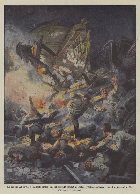 Las víctimas del deber, empleados postales que en el terrible choque de Melun (Francia) fueron de Achille Beltrame
