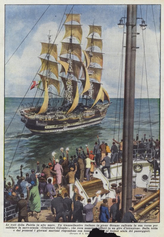 Las voces de la Patria en alta mar de Achille Beltrame