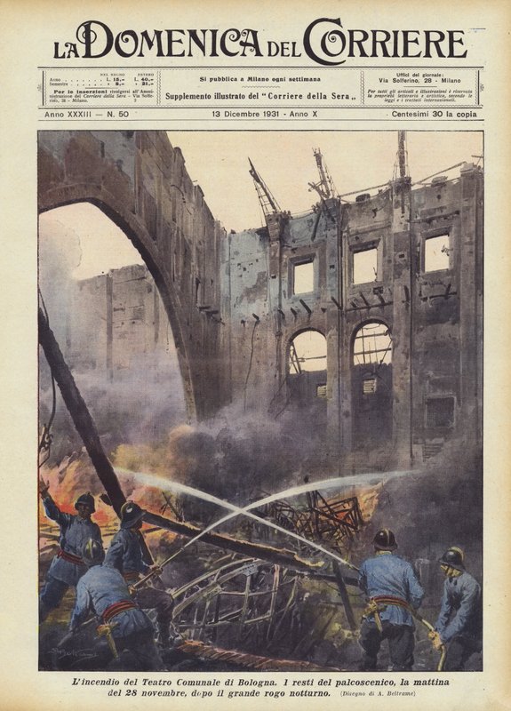 El incendio del Teatro Comunale de Bolonia de Achille Beltrame