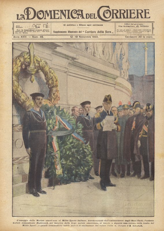 El homenaje de la Marina americana al Soldado Desconocido italiano de Achille Beltrame