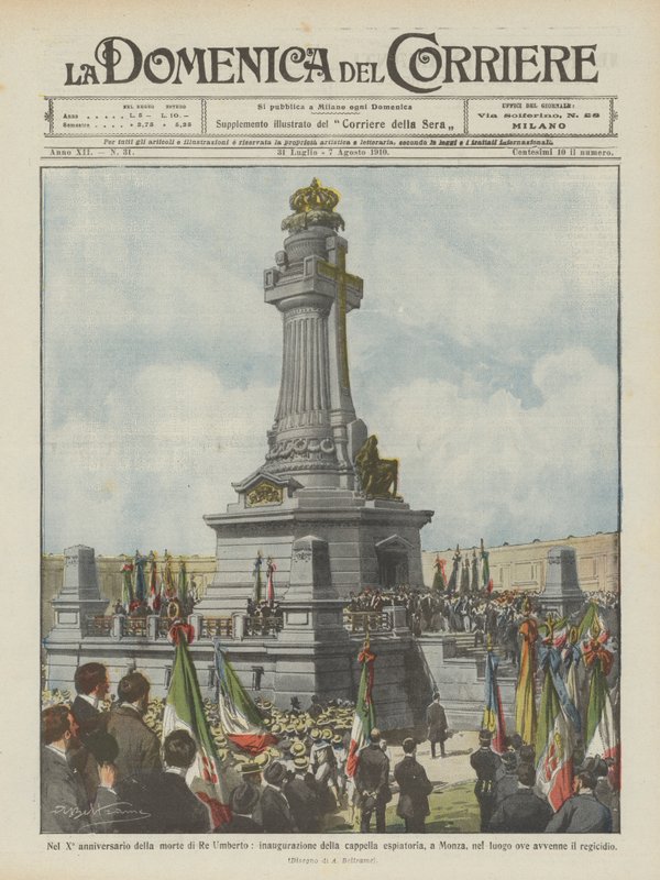 En el Xº aniversario de la muerte del Rey Humberto, inauguración de la capilla expiatoria, en Monza de Achille Beltrame