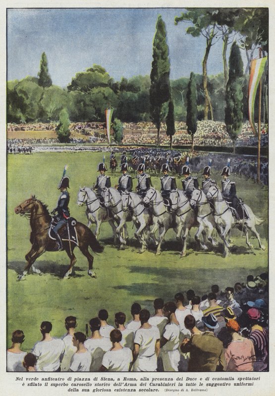 En el verde anfiteatro de la Piazza di Siena, en Roma, en presencia del Duce y de cien mil espectadores de Achille Beltrame