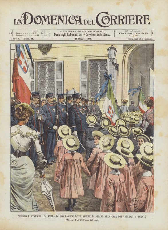 Pasado y futuro, la visita de 1500 niños de las escuelas de Milán a la Casa de los Veteranos en Turate de Achille Beltrame