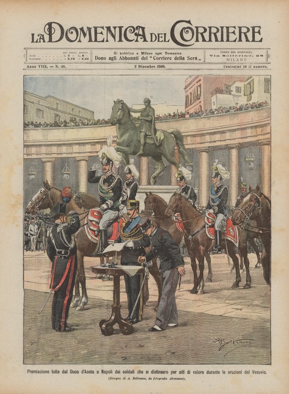 Premiación hecha por el Duque de Aosta en Nápoles a los soldados que se distinguieron por actos de valor de Achille Beltrame